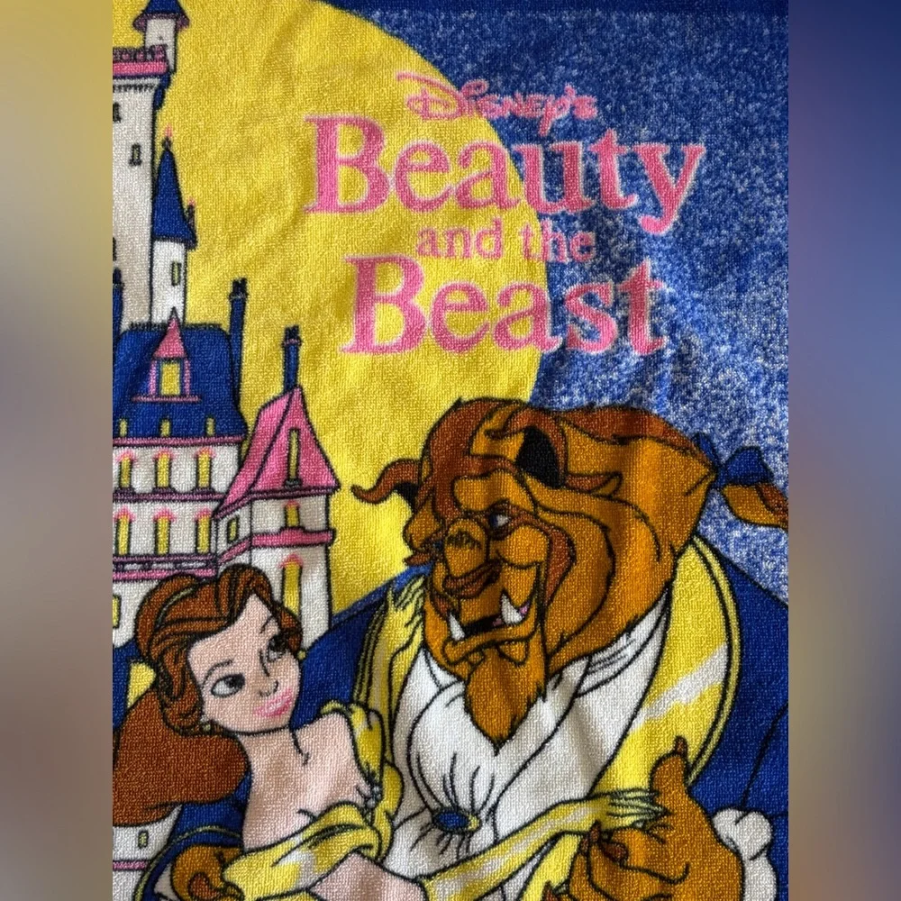 Vintage Beauty & The Beast Disney Franco Cotton Beach Towel, Disney Home Decor